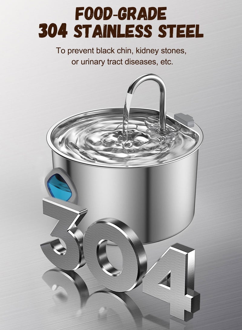 كيدل 3.2L الفولاذ المقاوم للصدأ نافورة المياه القط نافورة الحيوانات الأليفة مع مضخة هادئة كبيرة القدرة موزع المياه الحيوانات الأليفة مناسبة للاستخدام الداخلي - Image 5